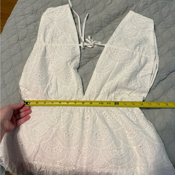 100% Cotton-Better Be- White Eyelet Tiered Midi Dress with Tie Size M - Picture 8 of 9